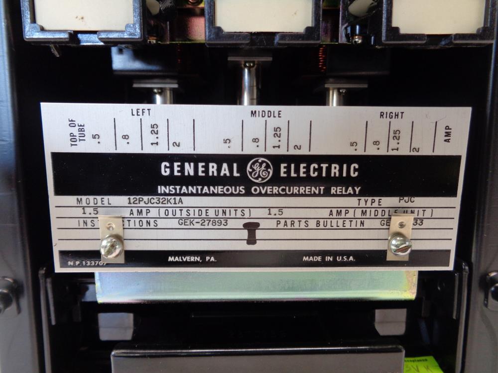 GE Type PJC Instantaneous Overcurrent Relay 12PJC32K1A